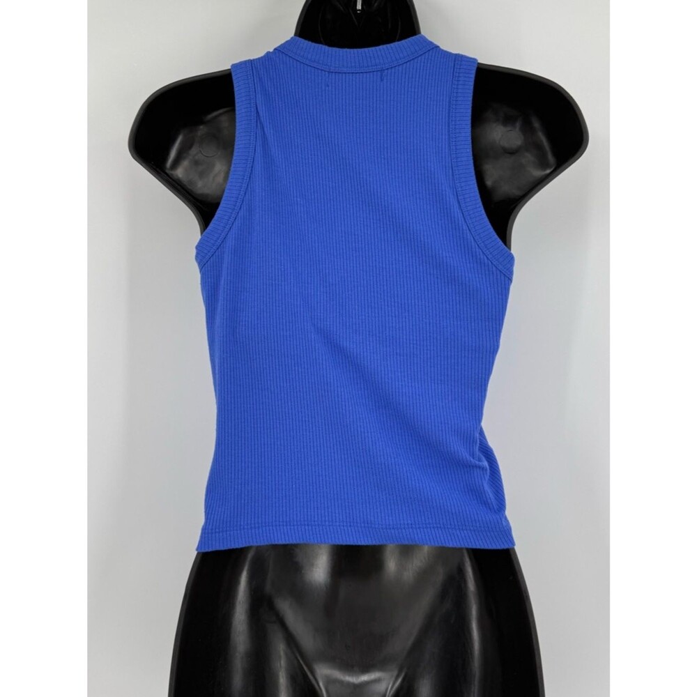 Aqua Athletic Meet and Greet Ribbed Crop Tank | Blue | XS - Picture 3 of 6